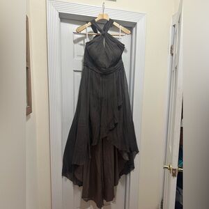 Jenny Yoo High Low Halter Dress in Brown